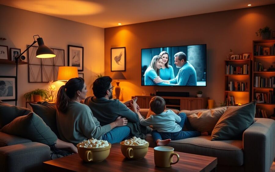 Rodzina ogląda film na Netflix